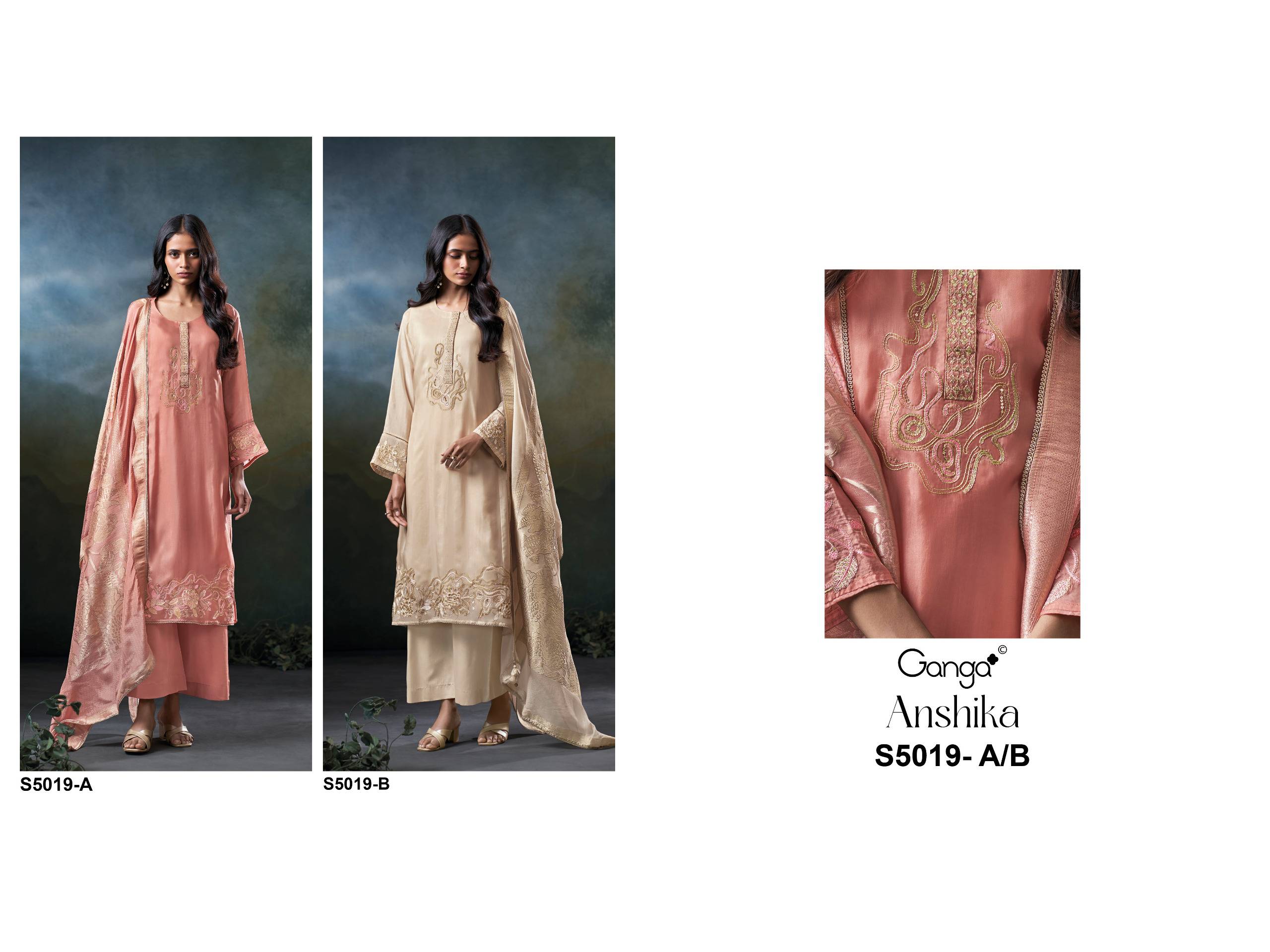 ANSHIKA 5019 SERIES BY GANGA FASHION Beautiful Colourful PURE BEMBERG Dresses At Wholesale Price